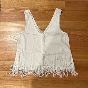 EUC - American Eagle Distressed White Fringe Hem Women's Top - XS